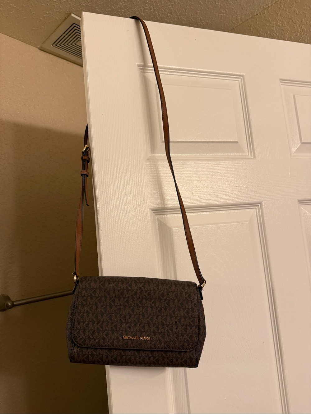 Michael Kors Brown MK Signature Crossbody with Adjustable Strap